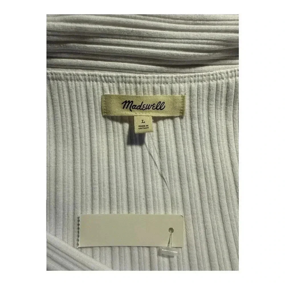 NEW Madewell Women’s Large Eyelet White Ribbed‎ Off-The-Shoulder Top NWT - Picture 3 of 7